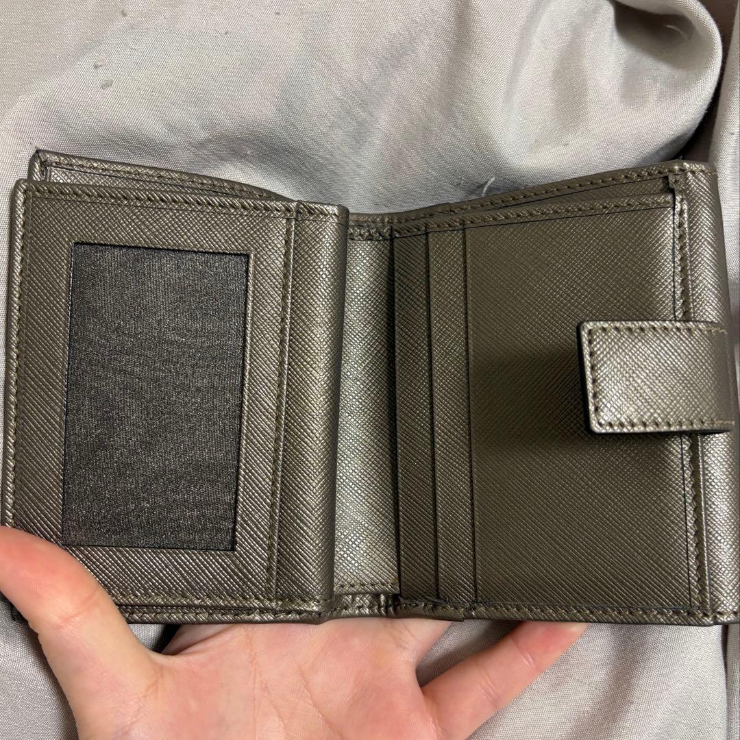 Ferragamo リボン 財布 グレー グレージュ 緑 カーキ