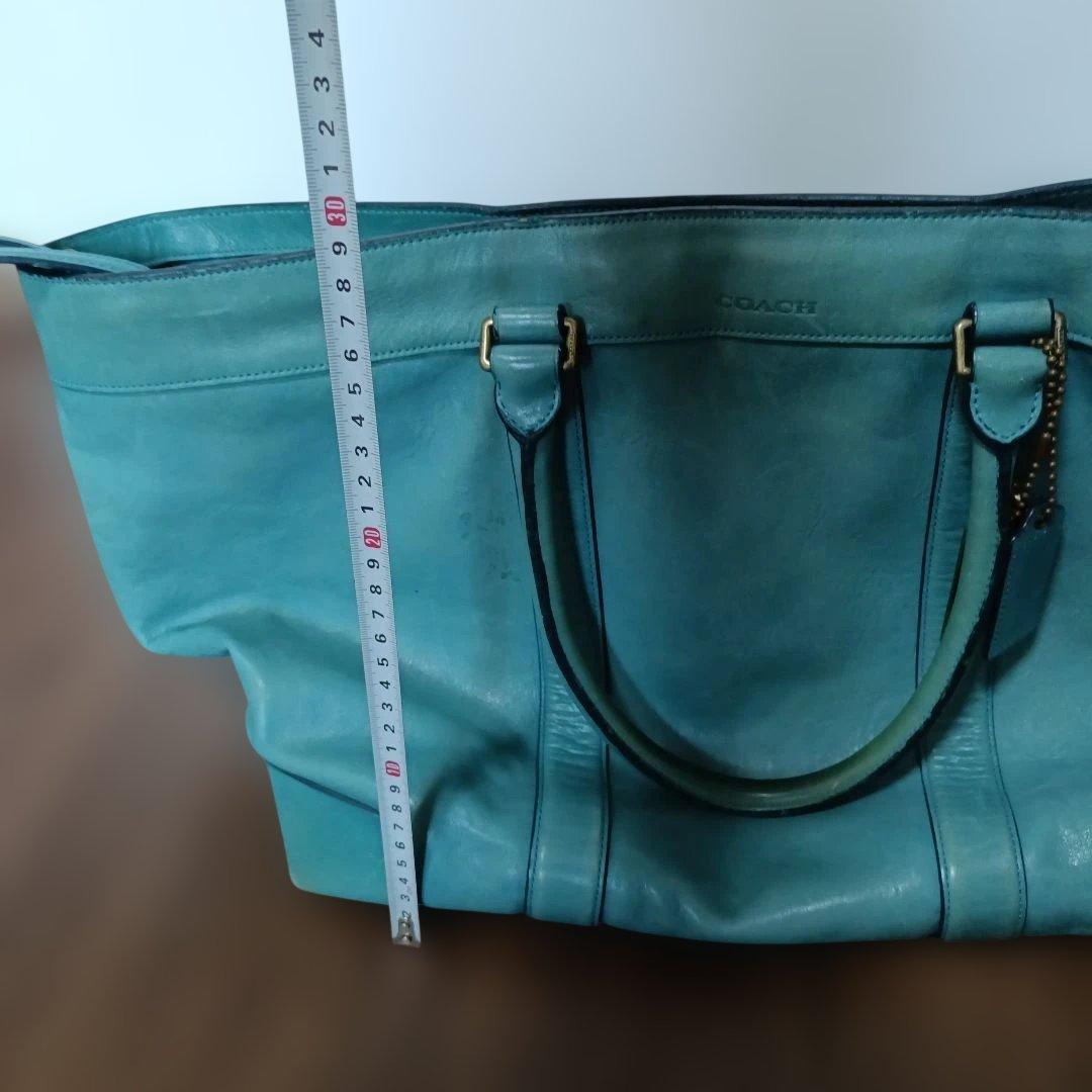 COACH ターコイズブルー レザー ボストンバッグ