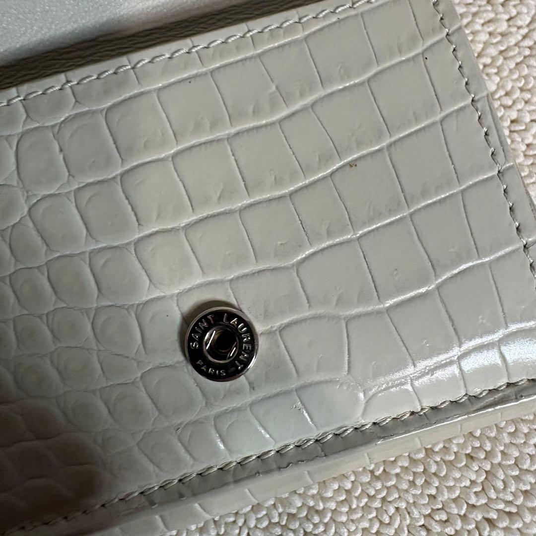 SAINT LAURENT PARIS サンローラン 三つ折り財布　クロコ型押し
