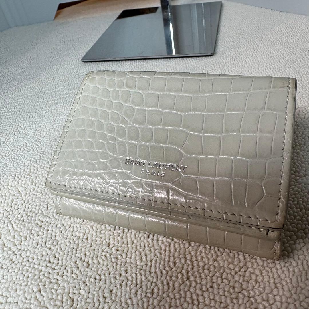 SAINT LAURENT PARIS サンローラン 三つ折り財布　クロコ型押し