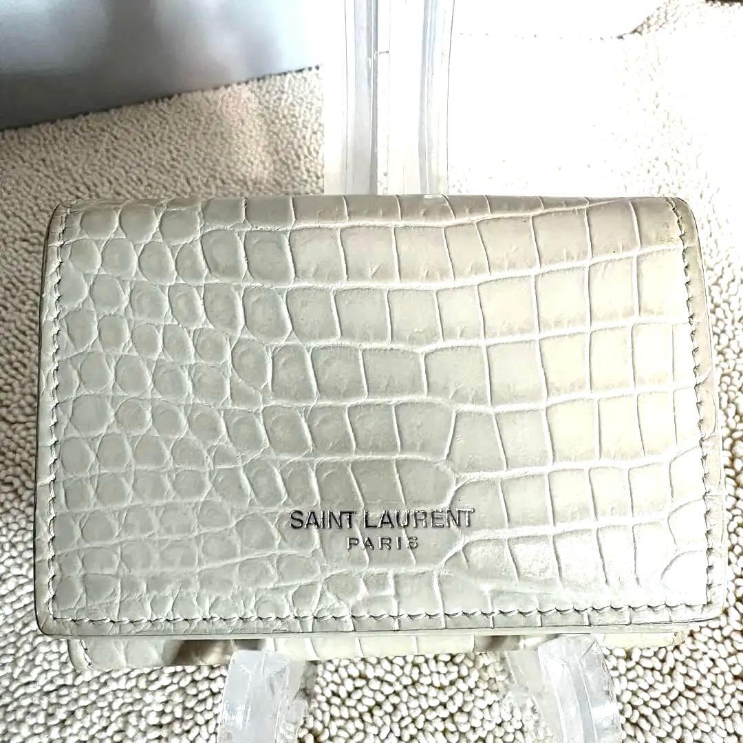 SAINT LAURENT PARIS サンローラン 三つ折り財布　クロコ型押し