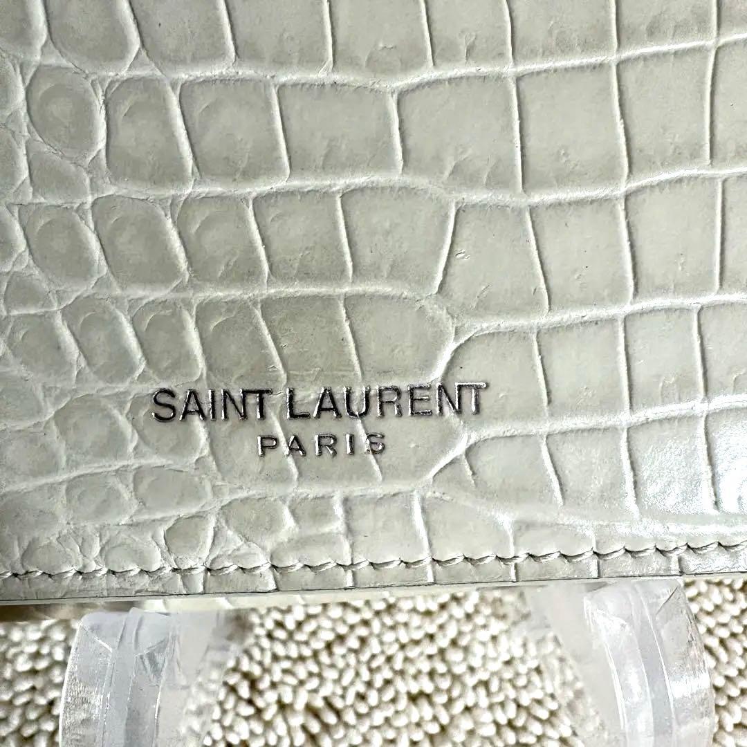 SAINT LAURENT PARIS サンローラン 三つ折り財布　クロコ型押し