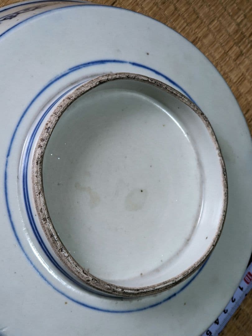 ♦古伊万里 明治時代 染付色絵 青海波 竹梅文様 上手八寸鉢 古美術品 骨董品