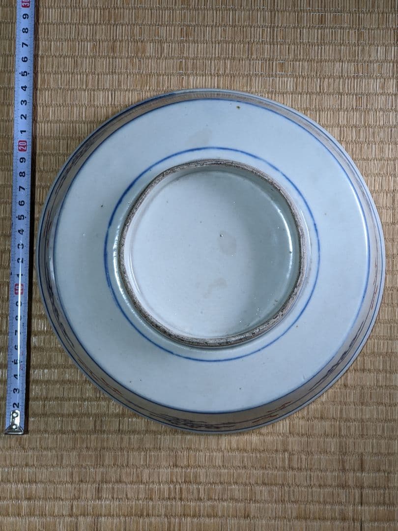♦古伊万里 明治時代 染付色絵 青海波 竹梅文様 上手八寸鉢 古美術品 骨董品