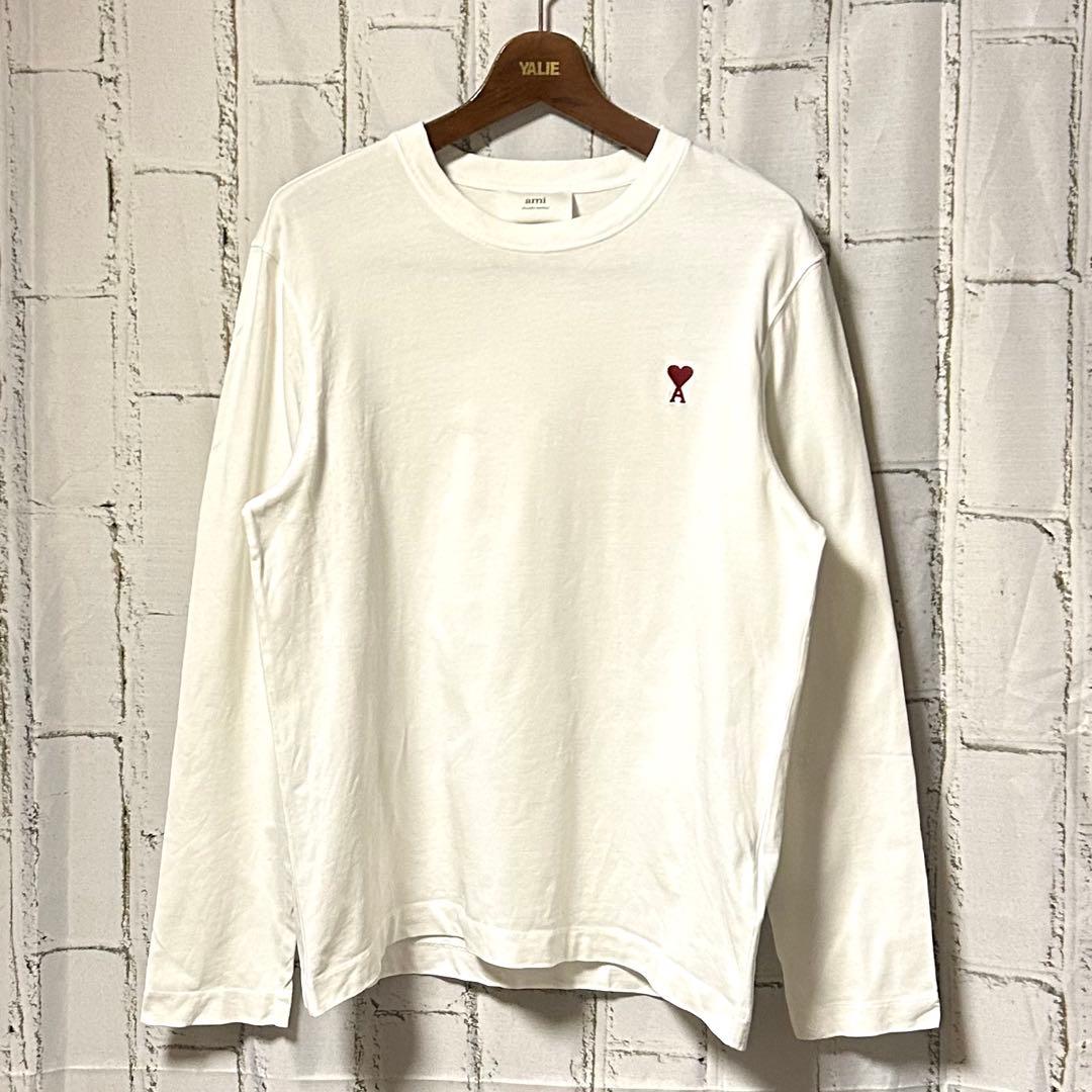 AMI PARIS アミパリス 刺繍ロゴ ロングスリーブ Tシャツ 白 ロンT