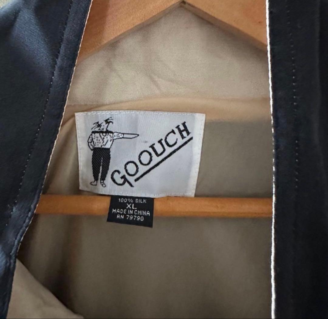 デッドストック GOOUCH シルクジャケット XL ベージュ　ブラック