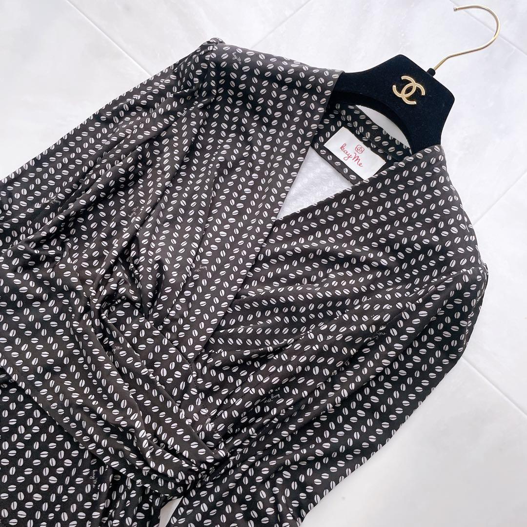 美品✨kayme ケイミー ブラックビーンズカシュクールワンピース 洗える 7
