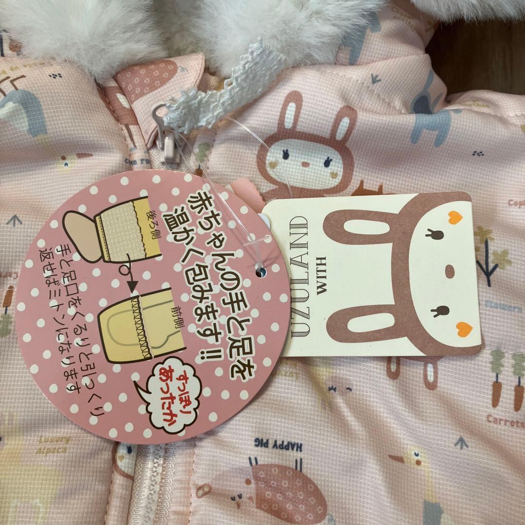 【新品未使用】冬服　女の子　ベビー　ジャンプスーツ　ロンパース　帽子　70サイズ