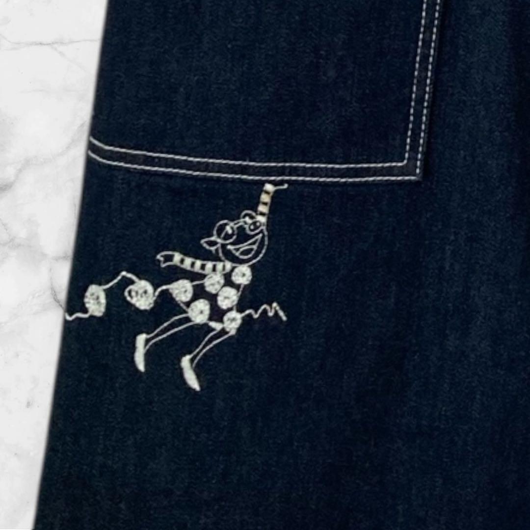 アルベロベロ　オレボレブラ　ワイドデニム　刺繍　インディゴ　ブルー　M 日本製