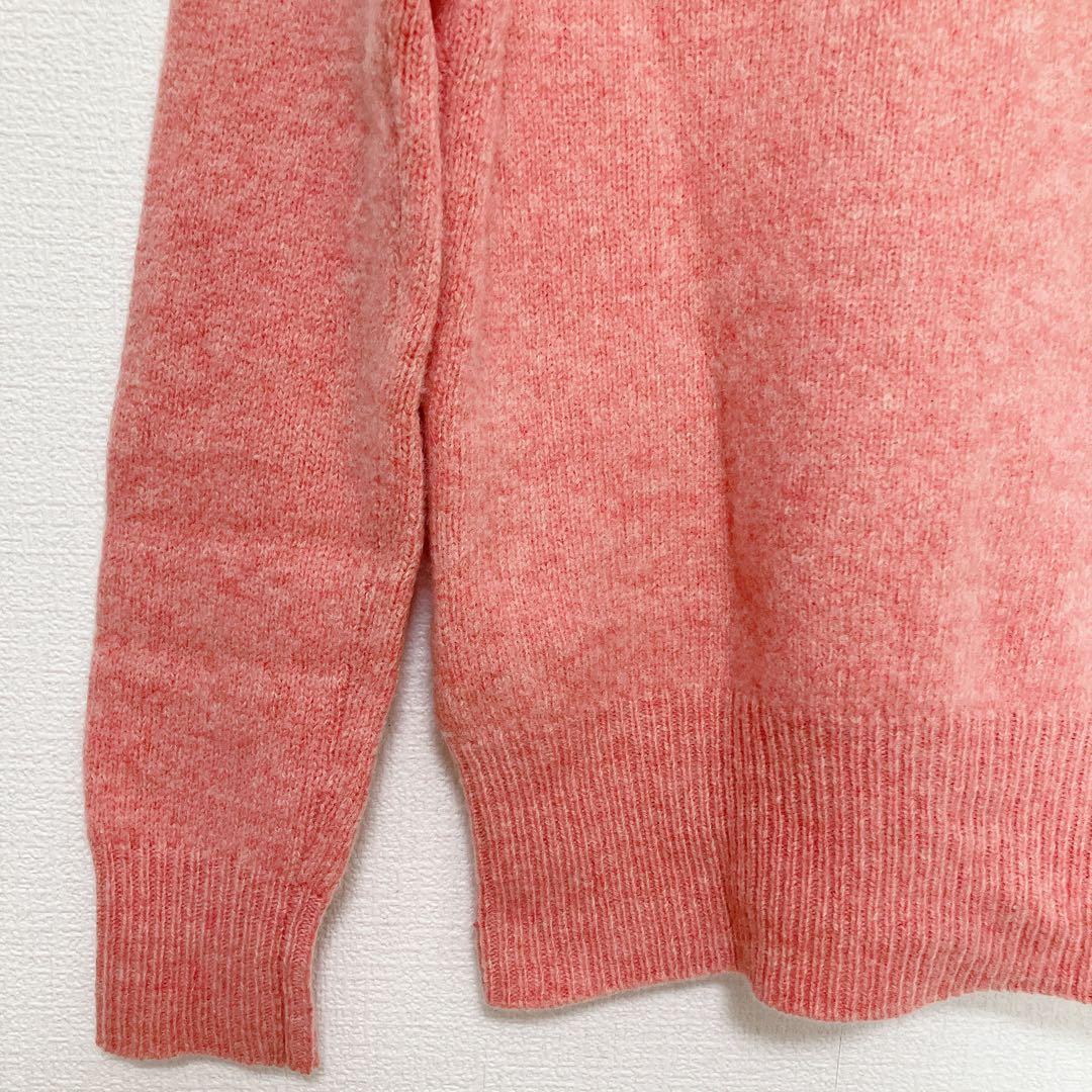 ラルフローレン　カーディガン　ウール　ポニー刺繍　ピンク×水色　L