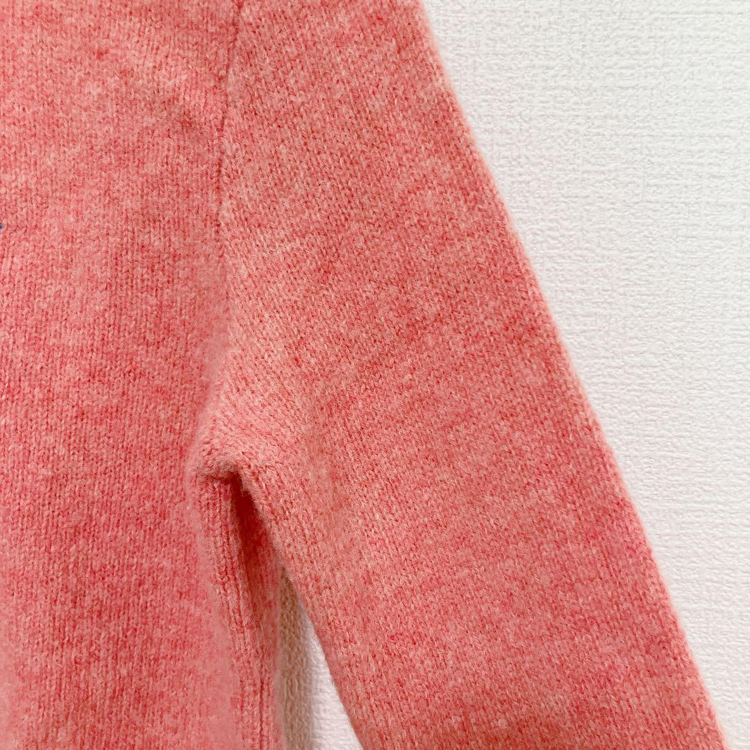 ラルフローレン　カーディガン　ウール　ポニー刺繍　ピンク×水色　L