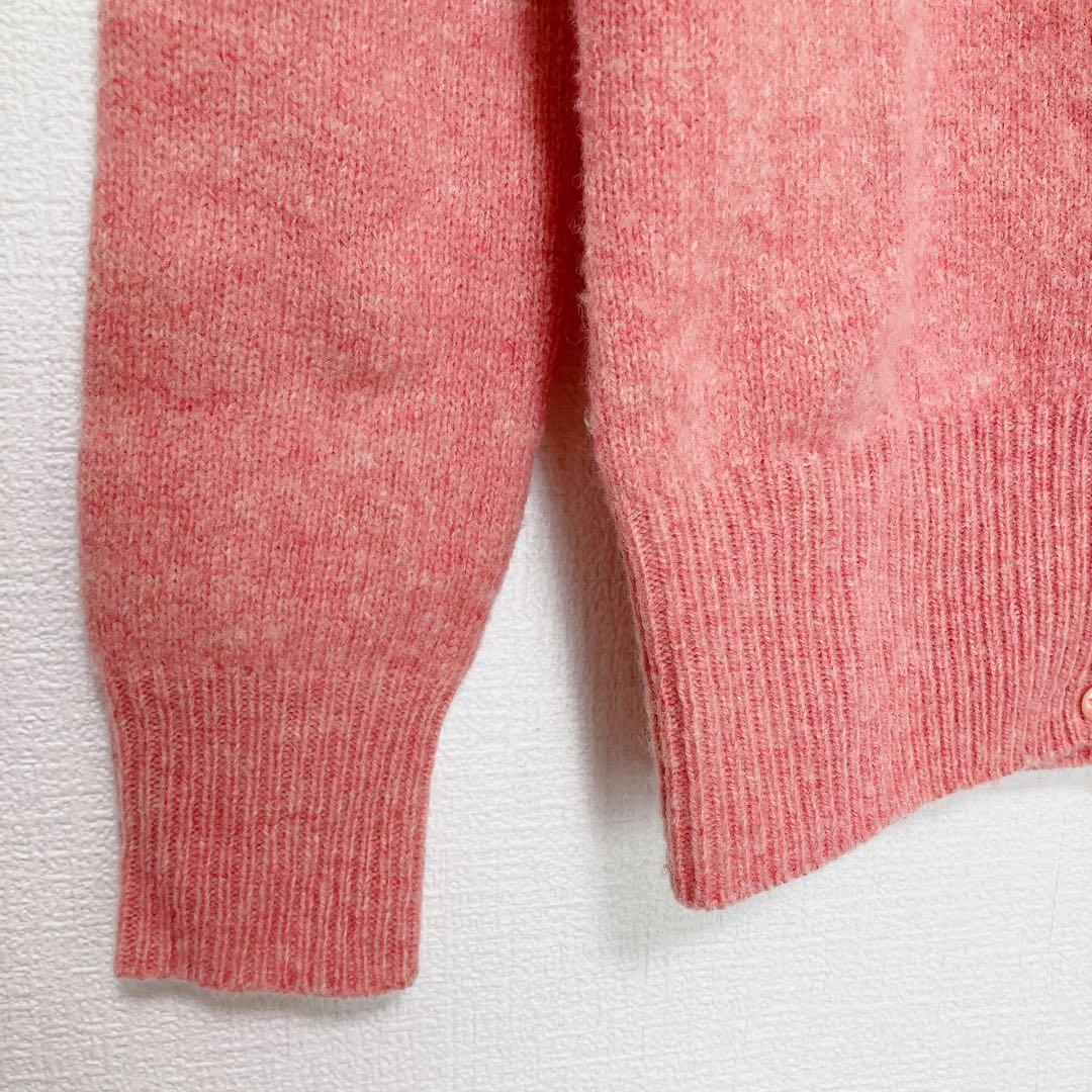 ラルフローレン　カーディガン　ウール　ポニー刺繍　ピンク×水色　L