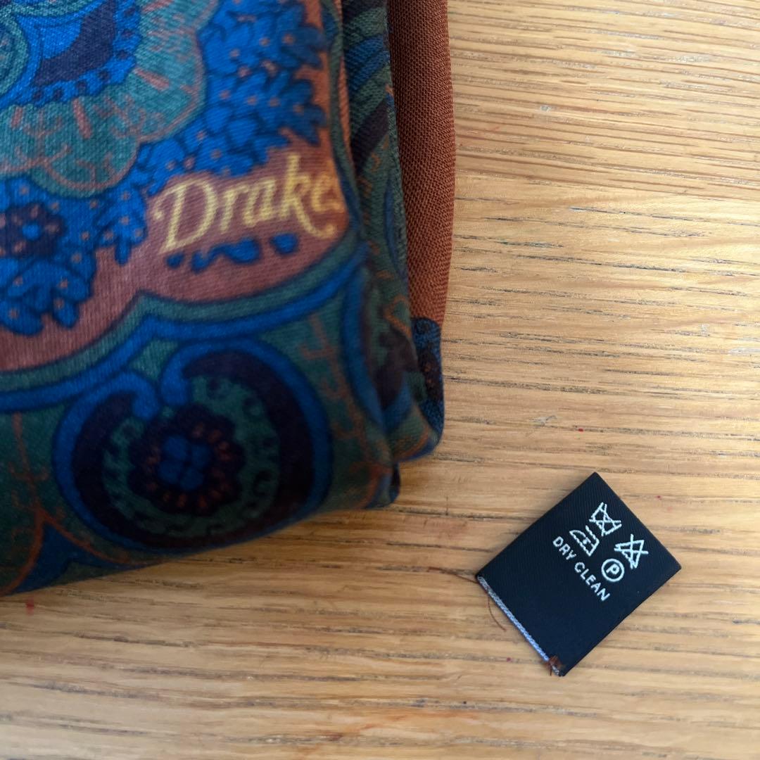 Drake's ドレイクス 大判スカーフ ウール×シルク 美品