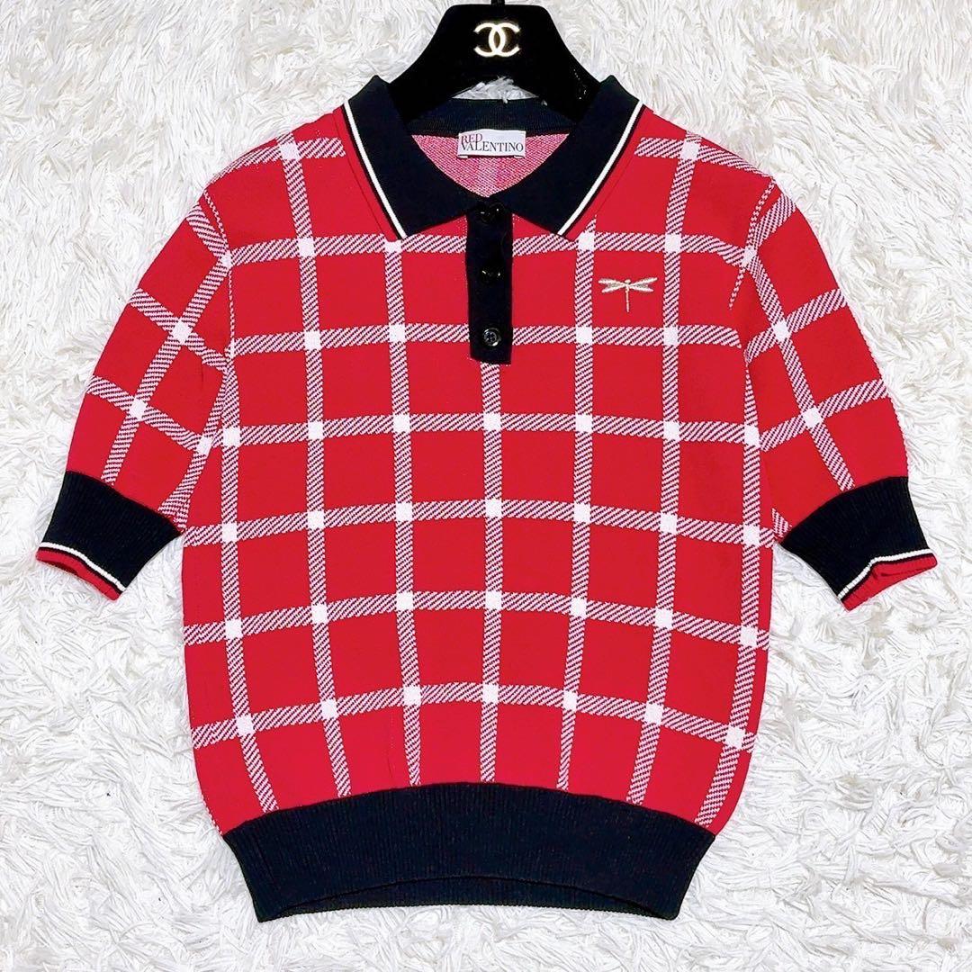 専用 極美品 レッドヴァレンティノニットポロシャツ