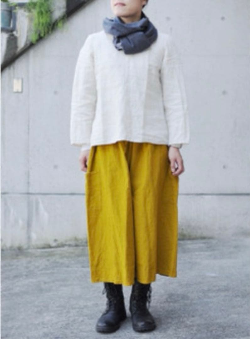 ヤンマ産業 　YAMMA 会津木綿 からし色　キュロット　ワイドパンツ
