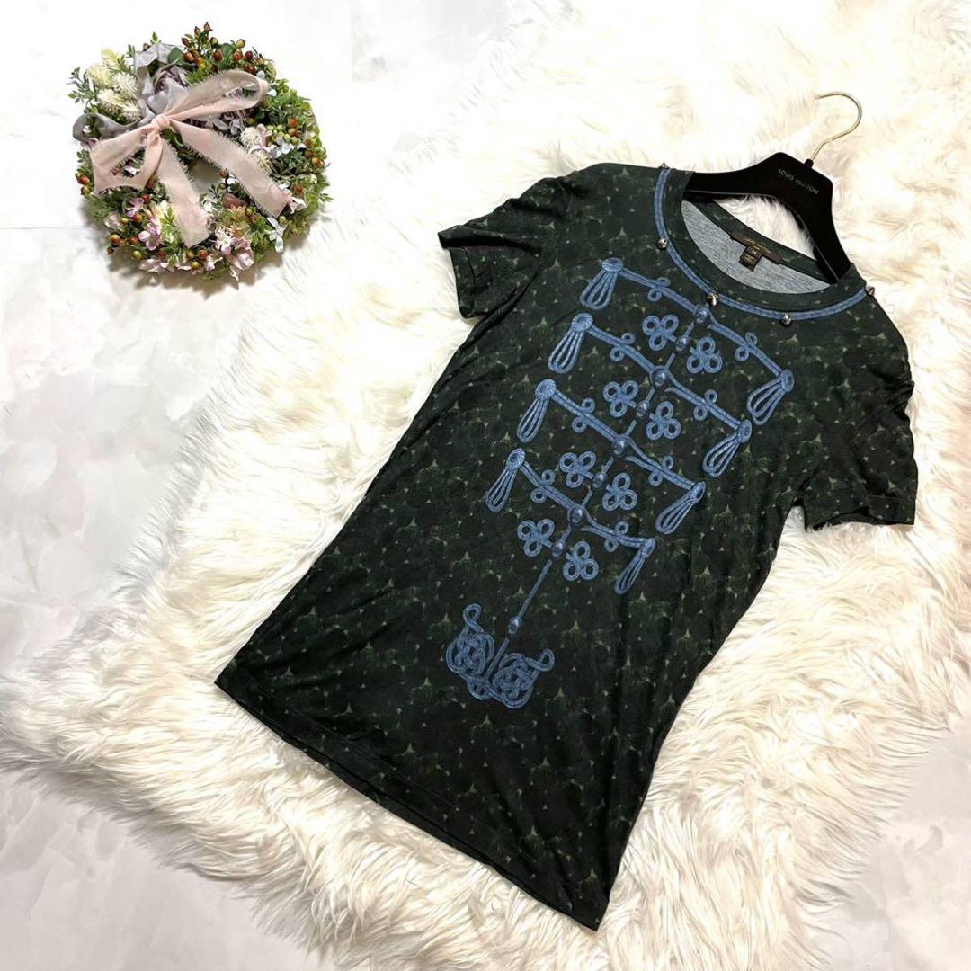 本物 美品 ルイヴィトン スタッズ付き ナポレオンアート Tシャツ チュニック
