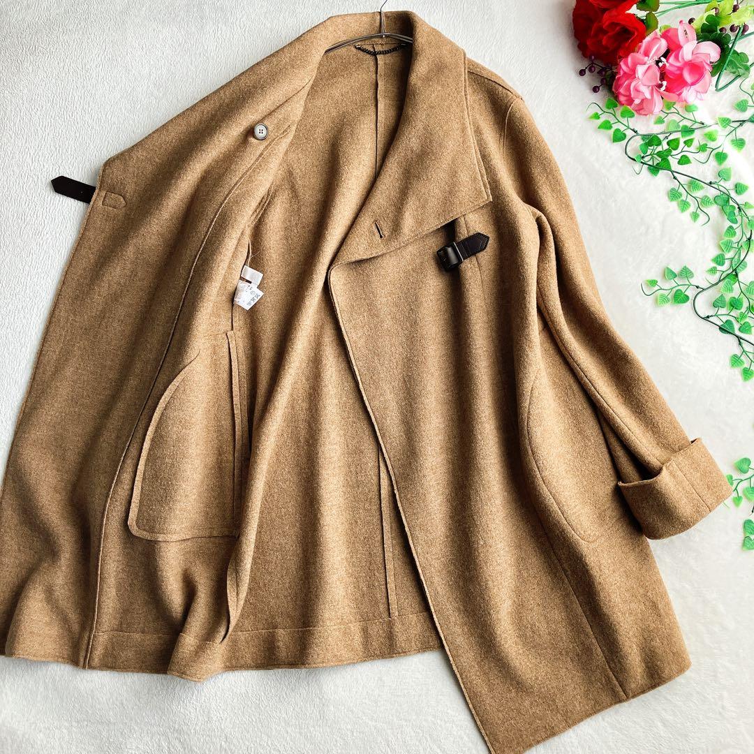 自由区★ダブルフェイス アシンメトリー ビッグカラーコート ビッグシルエット