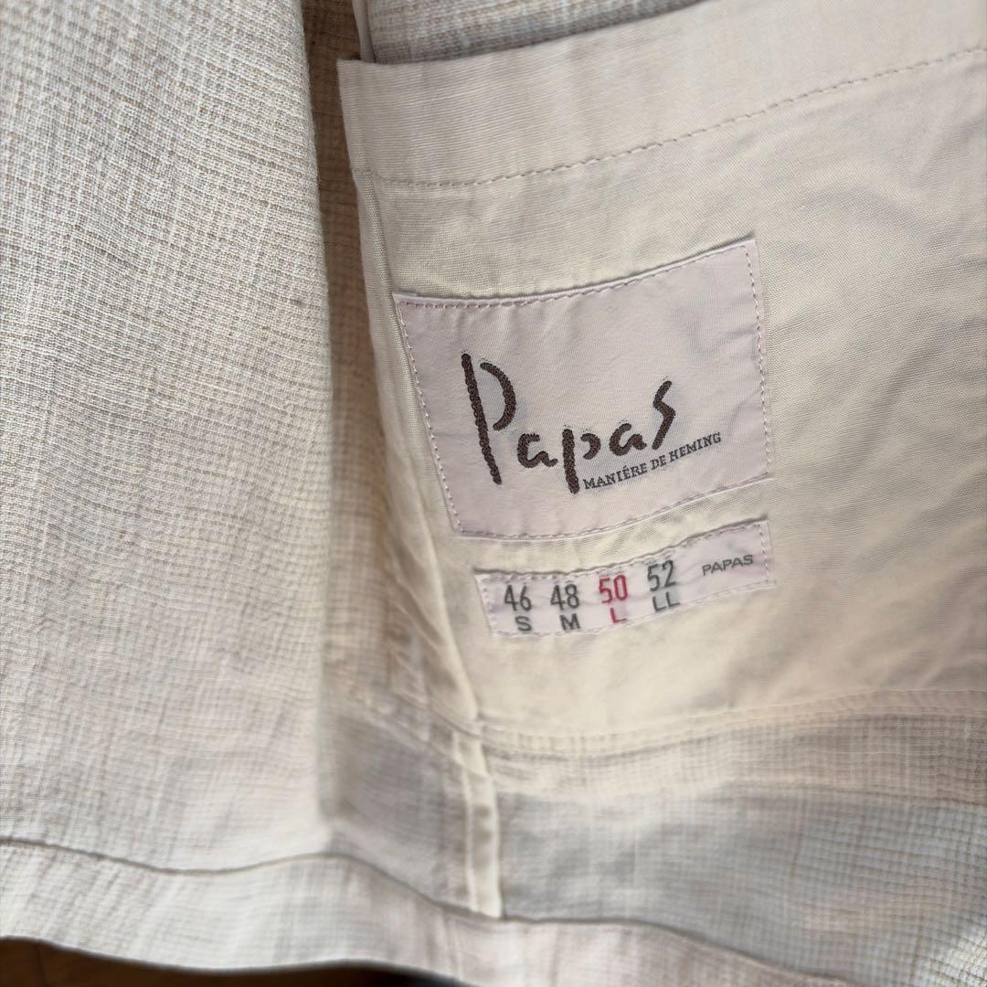 パパス　アイボリー リネン テーラードジャケット
