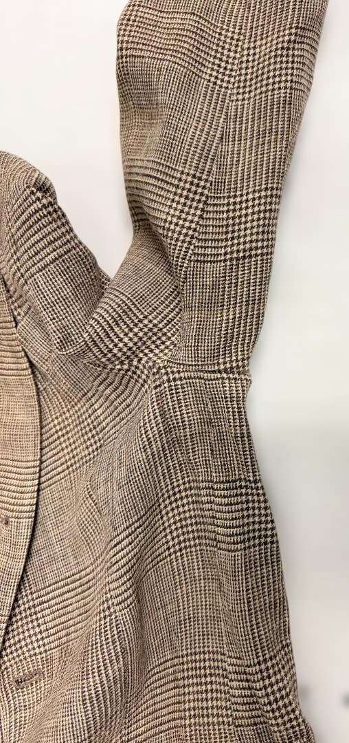 LARDINI イタリア製 リネン シルク グレンチェックジャケット 42