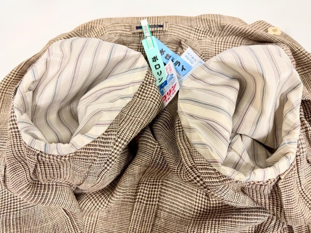 LARDINI イタリア製 リネン シルク グレンチェックジャケット 42
