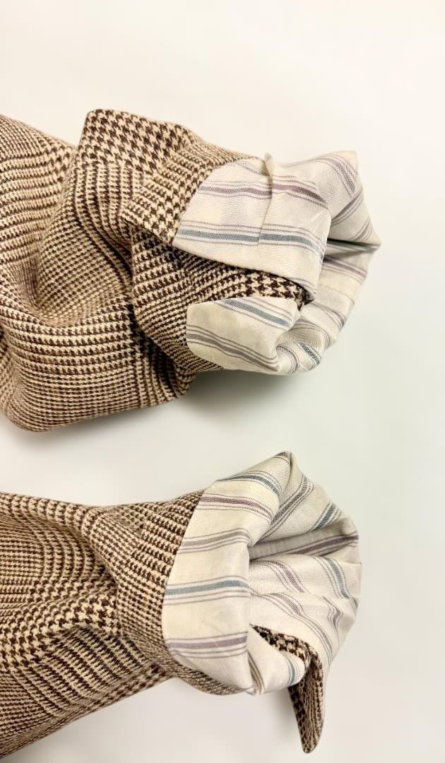 LARDINI イタリア製 リネン シルク グレンチェックジャケット 42