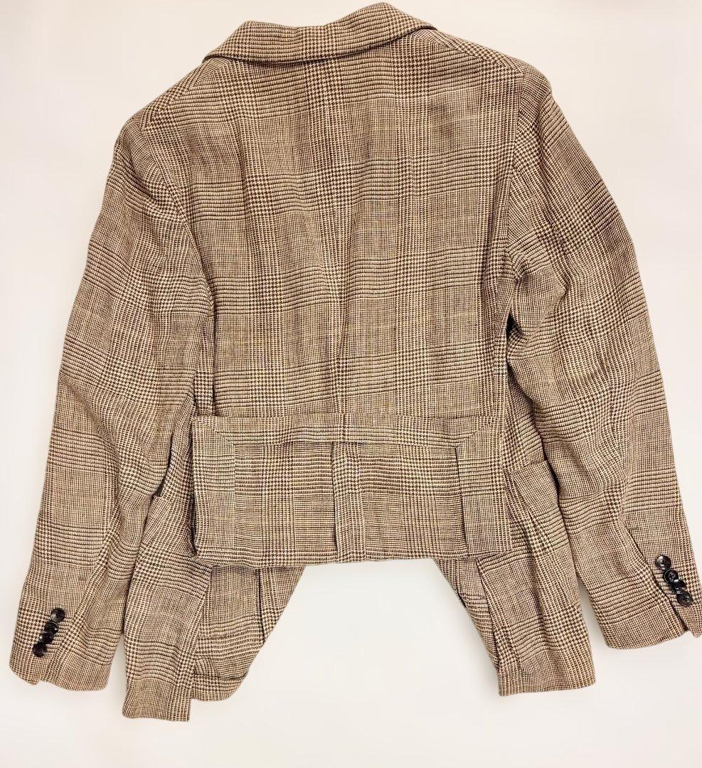 LARDINI イタリア製 リネン シルク グレンチェックジャケット 42