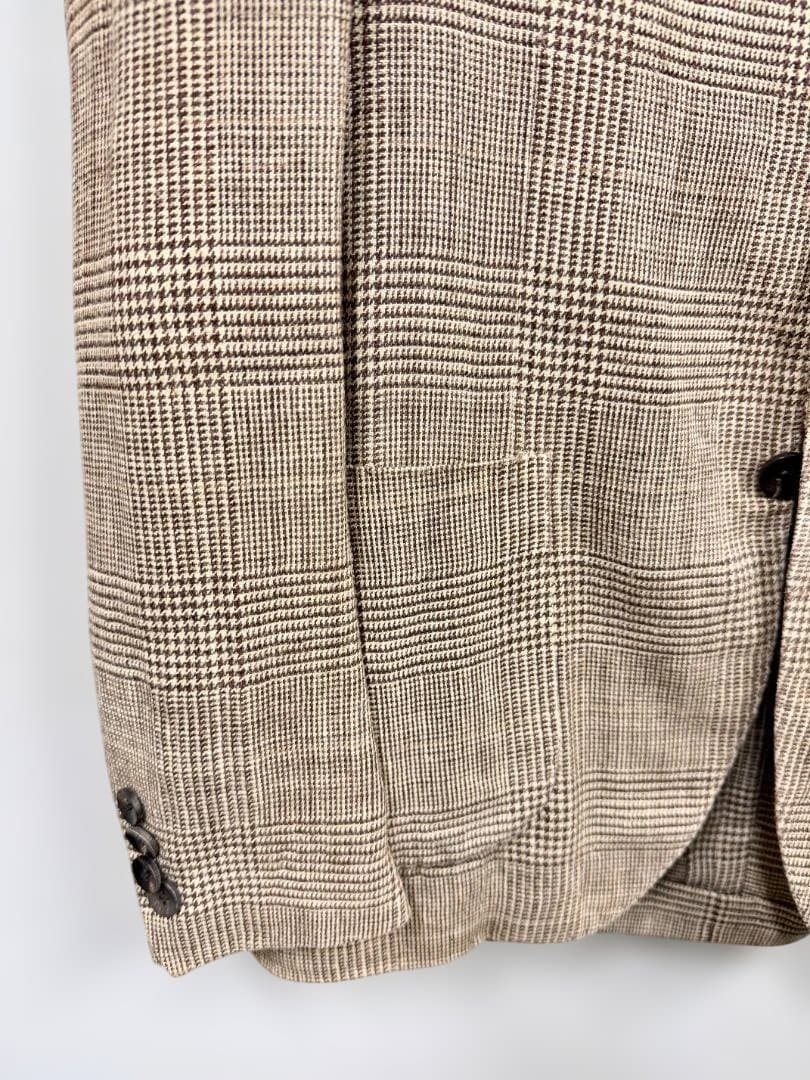LARDINI イタリア製 リネン シルク グレンチェックジャケット 42
