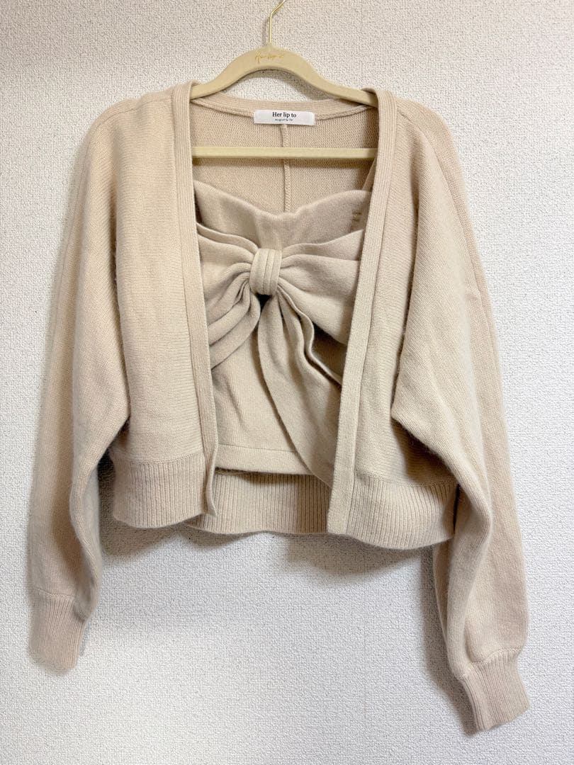トップス herlipto Lydie Ribbon-Tie Knit Ensemble