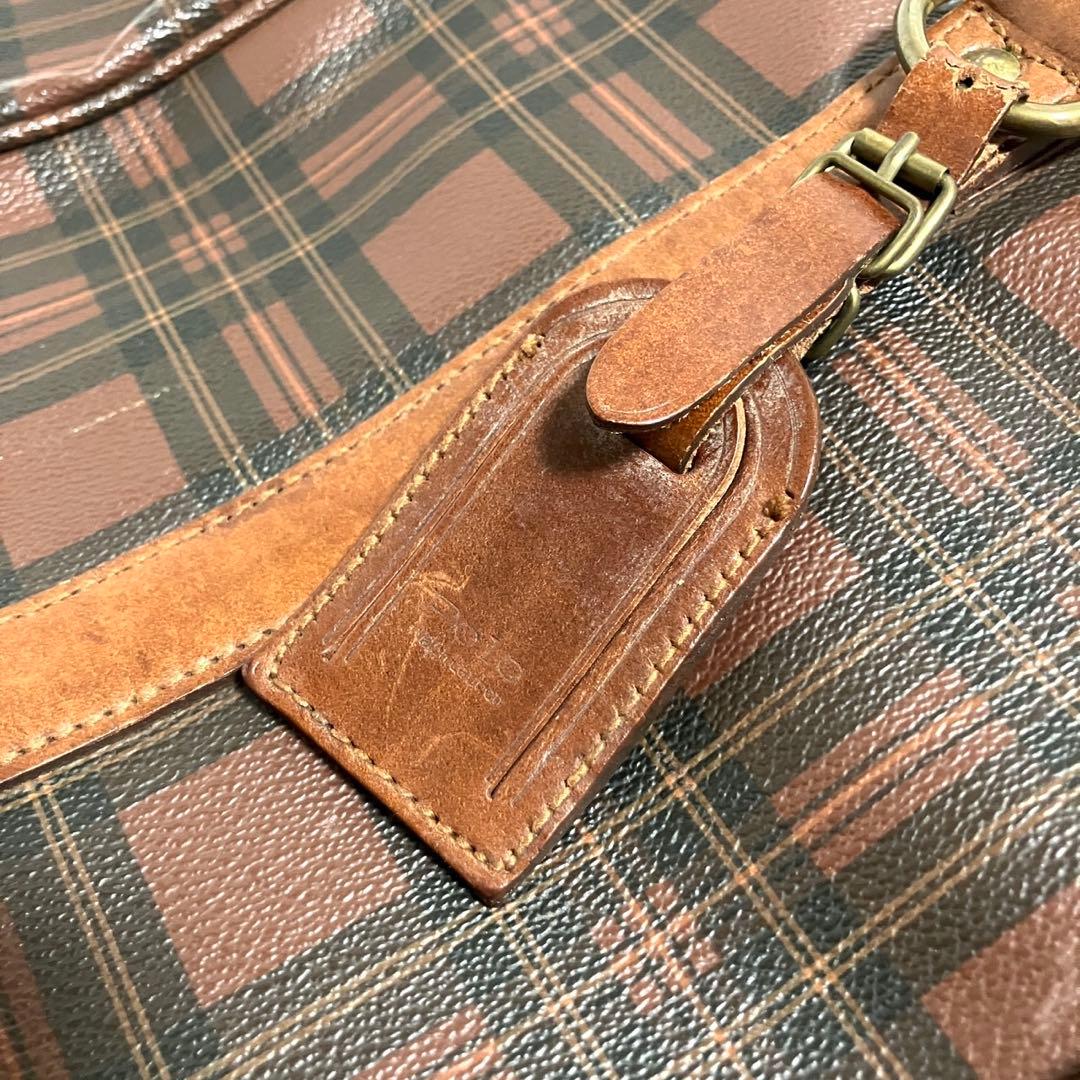 大容量　Polo Ralph Lauren チェック柄　ボストンバッグ　チャーム