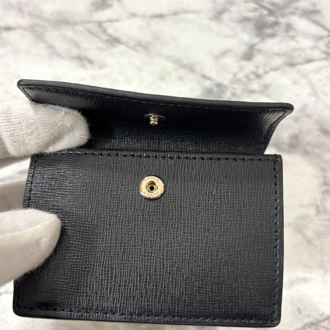 【美品】 フルラ FURLA 三つ折り財布 現行ロゴ レザー ブラック