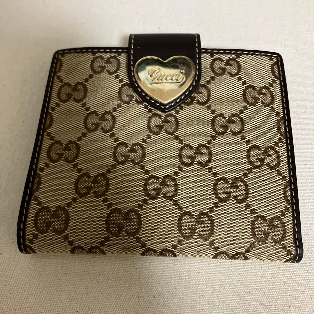 【未使用品・箱付き】GUCCI 二つ折り財布　ハート　GGライン　203549