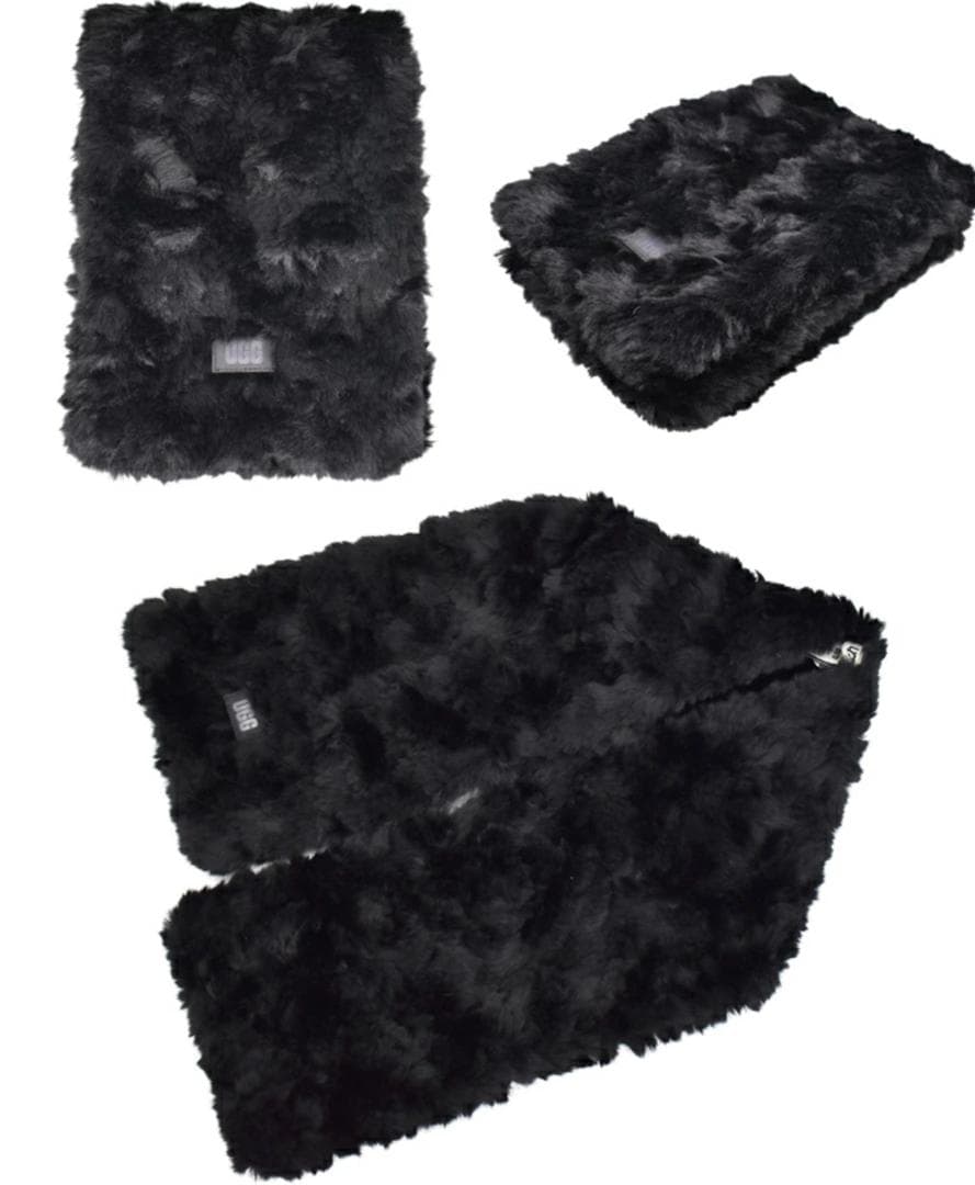 UGG アグ FAUX FUR PULL THROUGH SCARF ブラック
