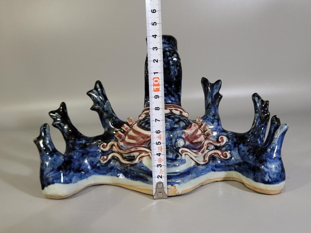 中国 文房具 染付 魚 筆架