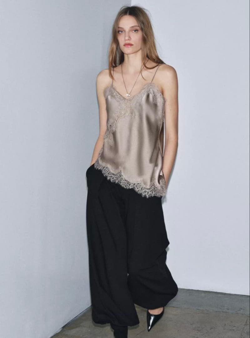 ZARA ZW collection レーストリムキャミソール Lサイズ