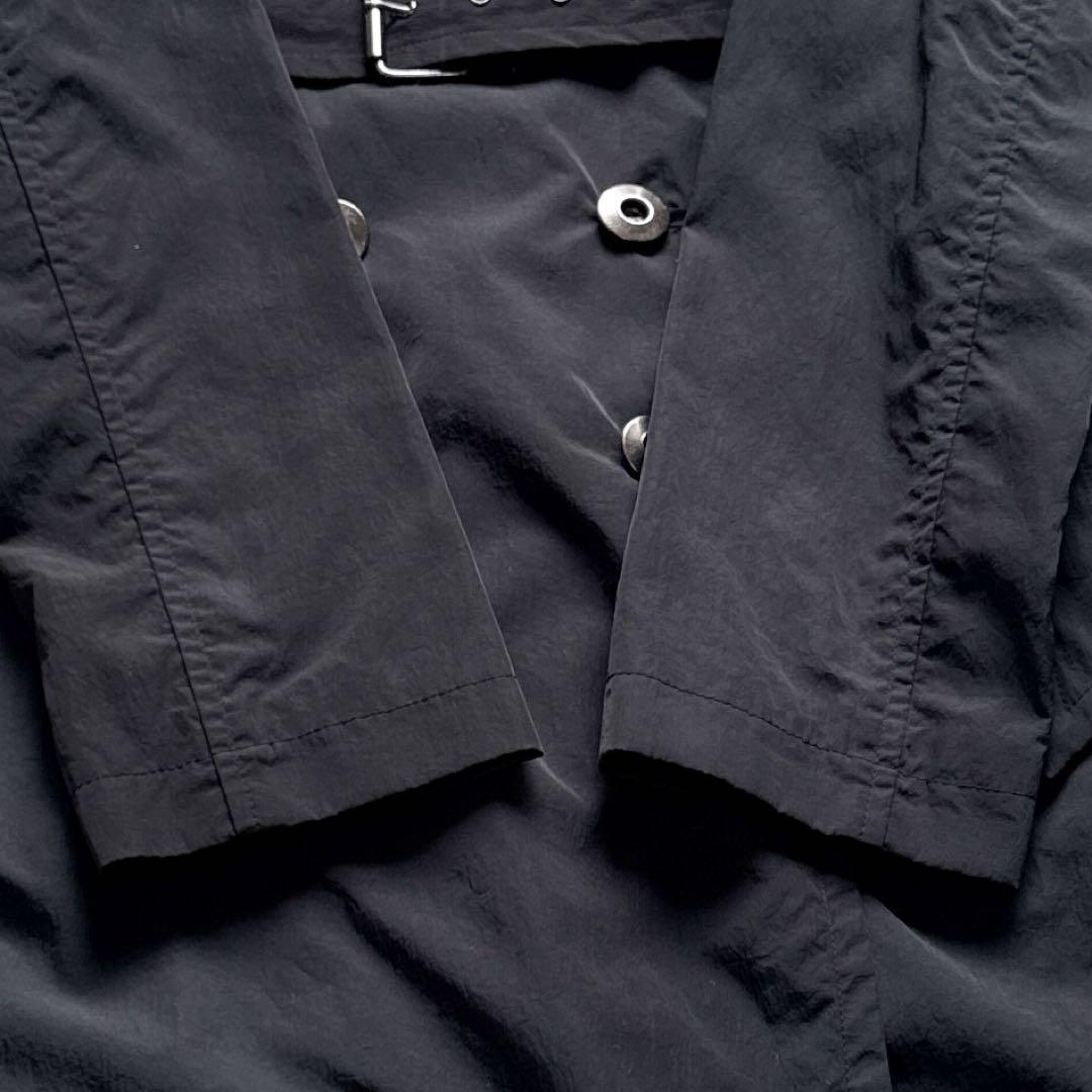 美品 Theory シルク ナイロントレンチコート ダブル ベルト 黒 ロング