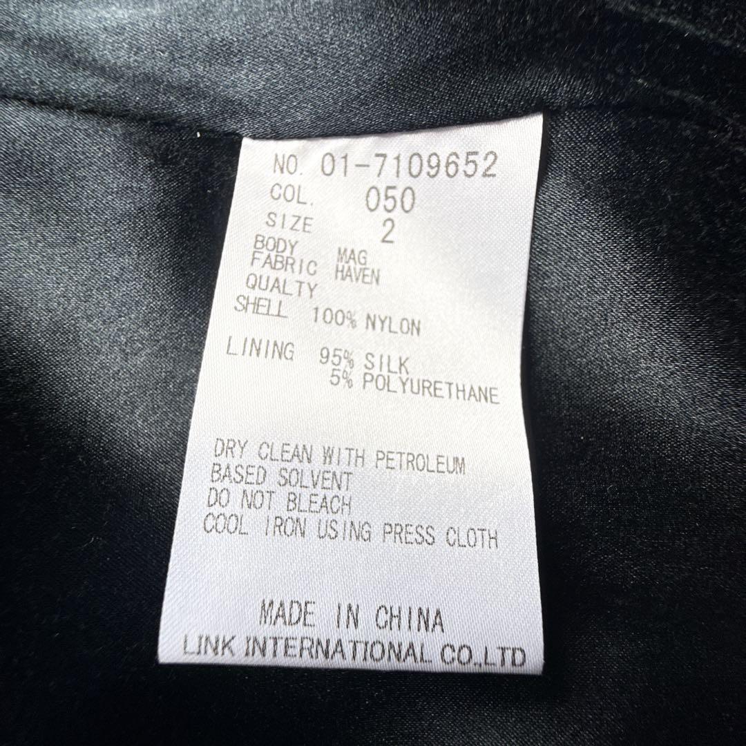美品 Theory シルク ナイロントレンチコート ダブル ベルト 黒 ロング