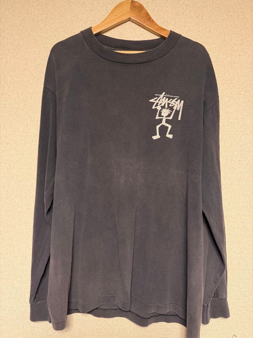 90年代　白タグ　Stussy シャドーマン　ブラックロンT