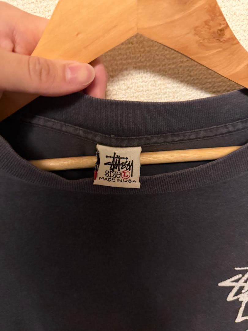 90年代　白タグ　Stussy シャドーマン　ブラックロンT