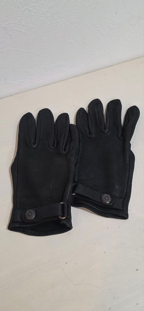CHROME HEARTS　ブラックレザー手袋 サイズ7インチ