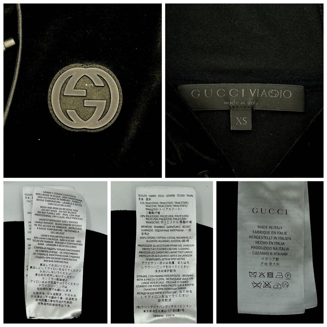 【極美品】GUCCI 半袖 フーデッド ベルベット ワンピース