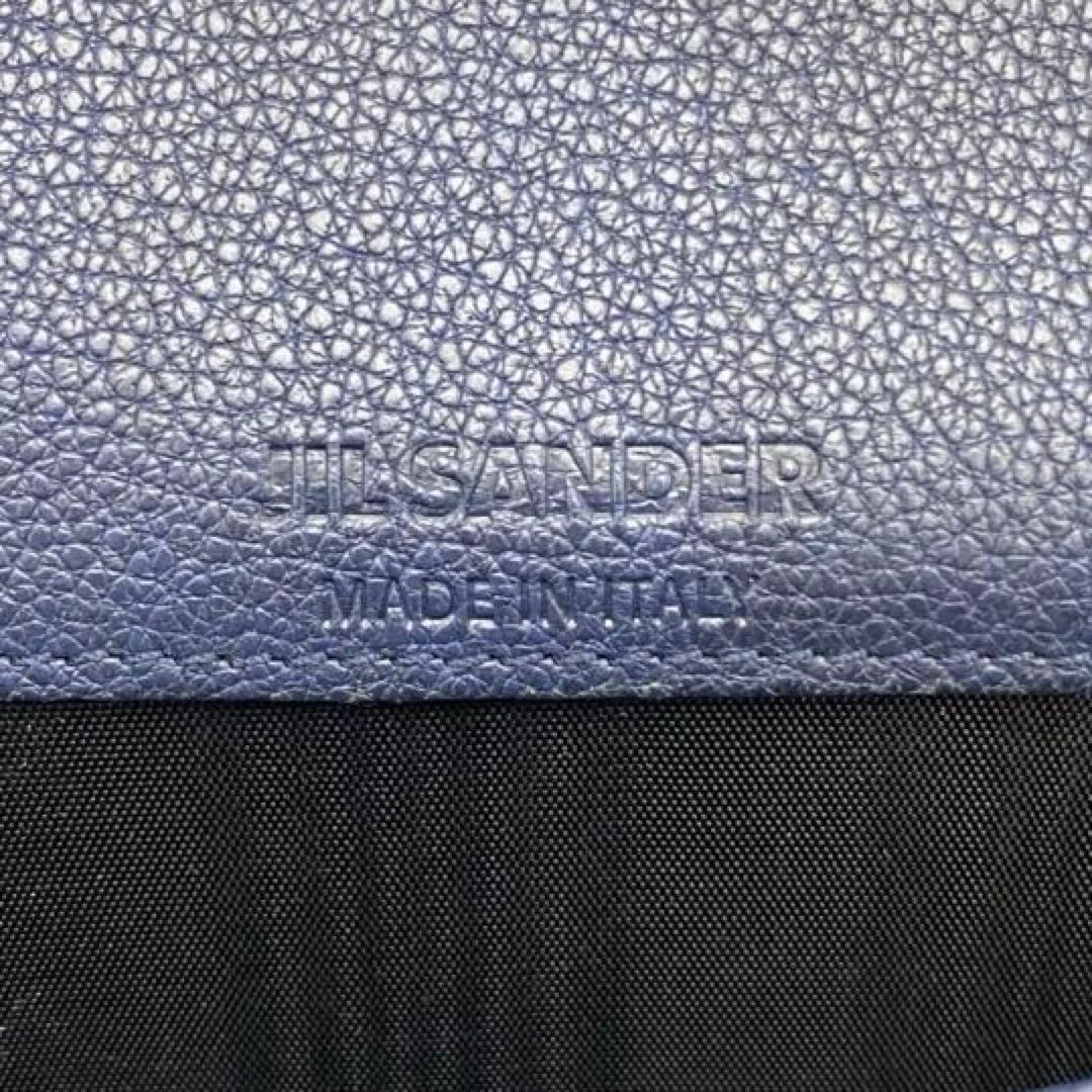 美品 ジルサンダー ロゴ レザー 折財布 財布 カードケース メンズ ネイビー