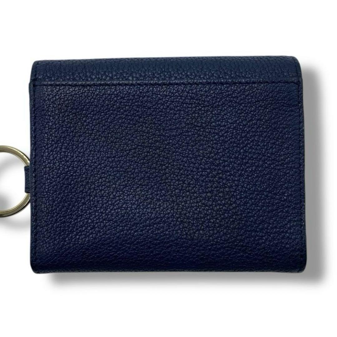 美品 ジルサンダー ロゴ レザー 折財布 財布 カードケース メンズ ネイビー