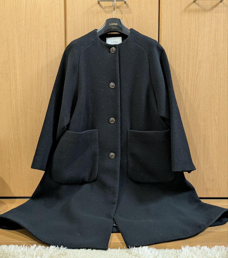 スイビダブルクロスサドルショルダーAラインコート　ノーカラー　36