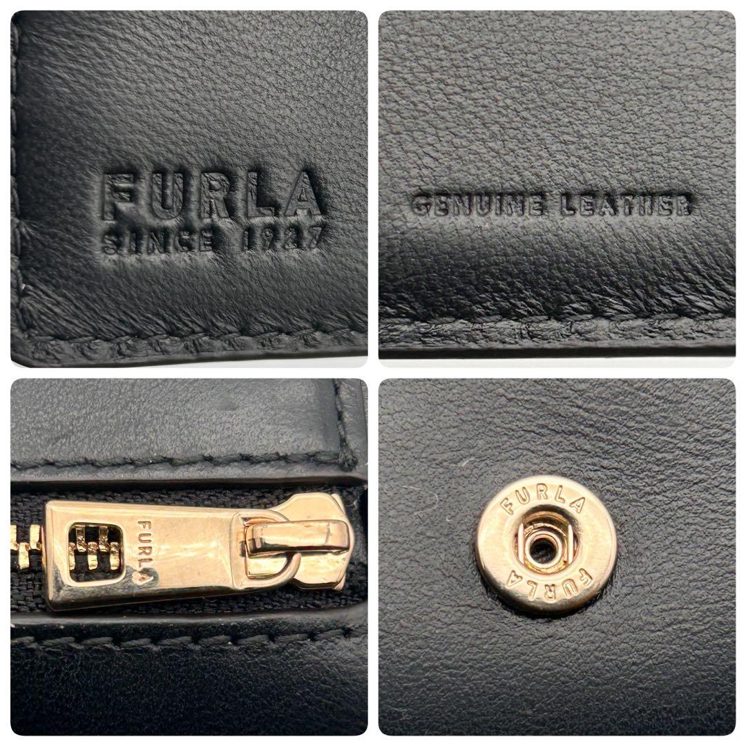 ✨極美品✨ FURLA フルラ 三つ折り財布 ブラック 高級レザー 上品 希少