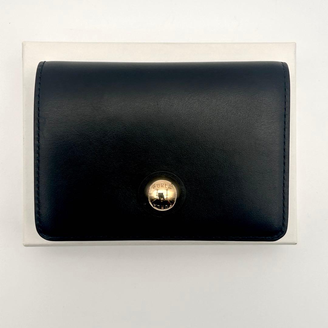 ✨極美品✨ FURLA フルラ 三つ折り財布 ブラック 高級レザー 上品 希少