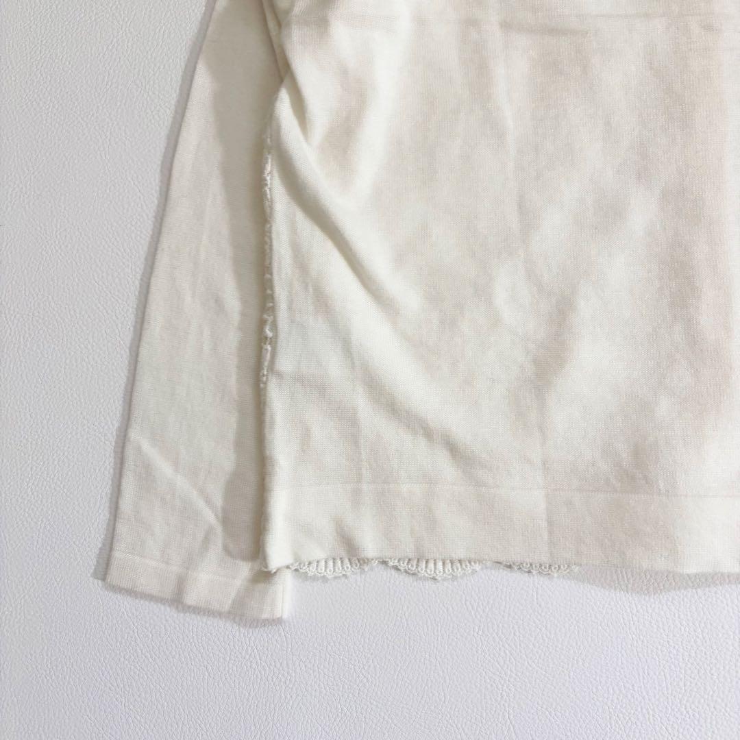美品 ダーマコレクション レースカーディガン 花 アイボリー S