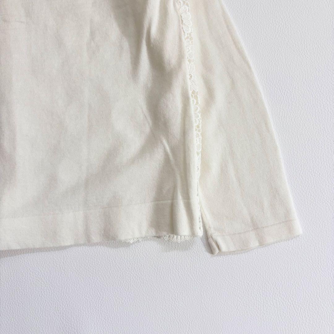 美品 ダーマコレクション レースカーディガン 花 アイボリー S