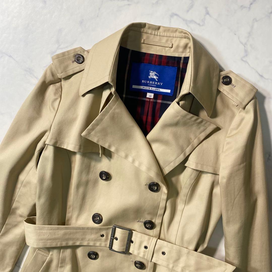 【美品】バーバリーブルーレーベル　トレンチコート　ノバチェック　ベルト　ベルト付