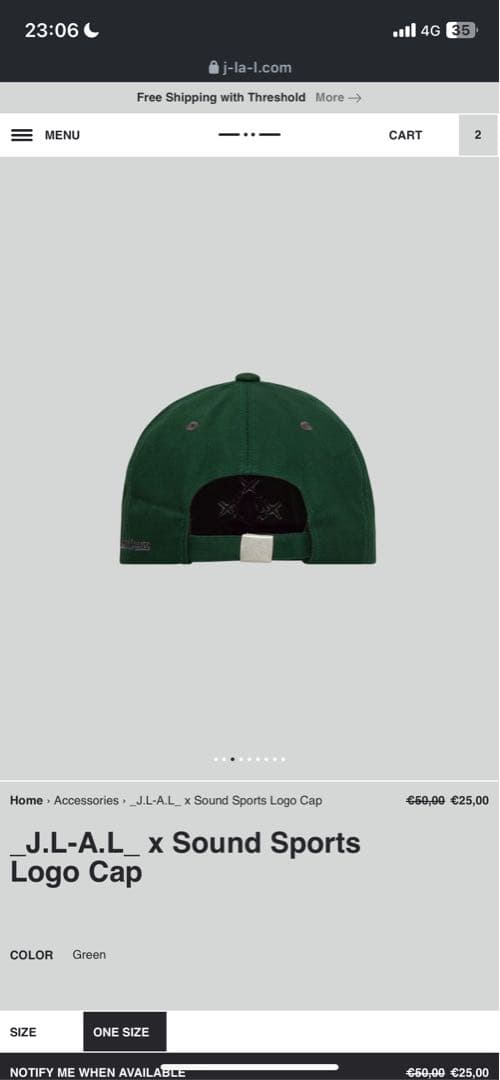 帽子 J.L-A.L x Sound sports logo cap green