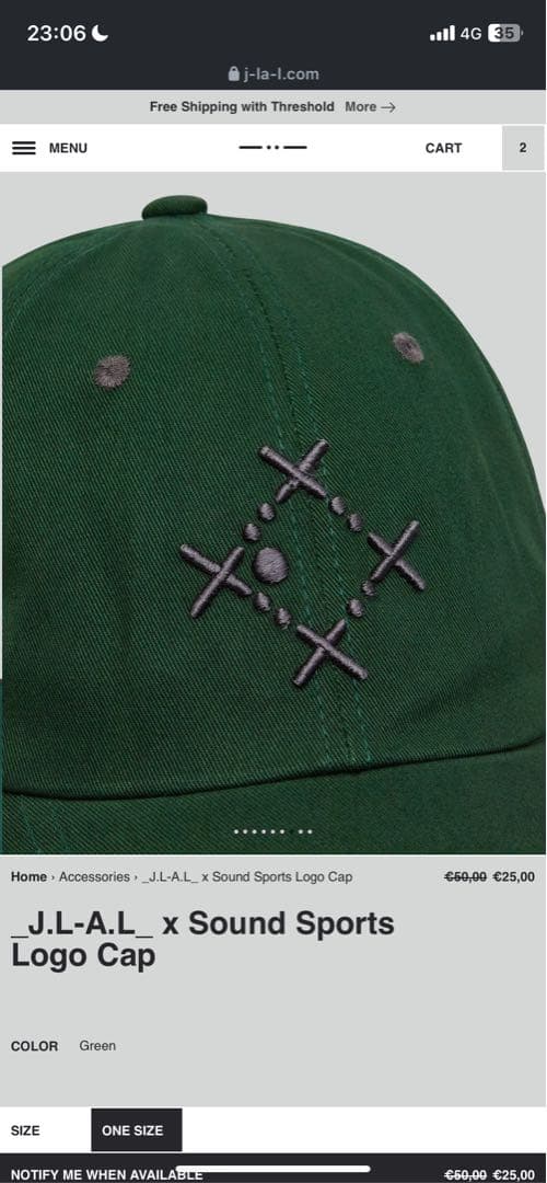 帽子 J.L-A.L x Sound sports logo cap green